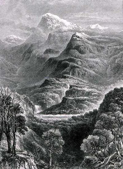 Mount Kosciusko, Nový Jižní Wales, Austrálie, z knihy "Australian Pictures", kterou vydala The Religious Tract Society. od English School