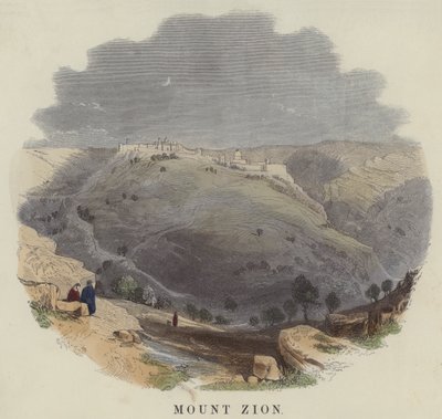 Mount Sion (barevná rytina) od English School