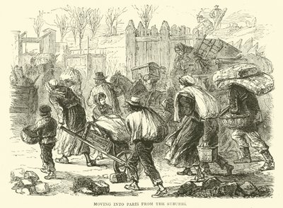 Stěhování do Paříže z předměstí, prosinec 1870 od English School