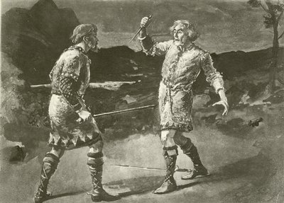 Pan Alexander jako Macduff a pan Irving jako Macbeth (hlubotisk) od English School