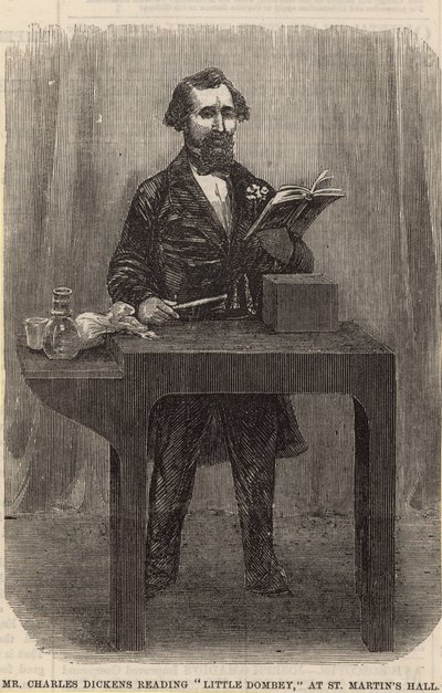 Pan Charles Dickens čte Little Dombey v St Martins Hall od English School