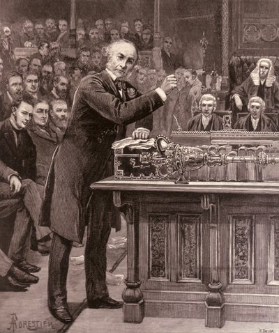 Pan Gladstone vysvětlující Dolní sněmovně svůj plán pro vládu Irska, z „The Illustrated London News“, 17. dubna 1886 od English School