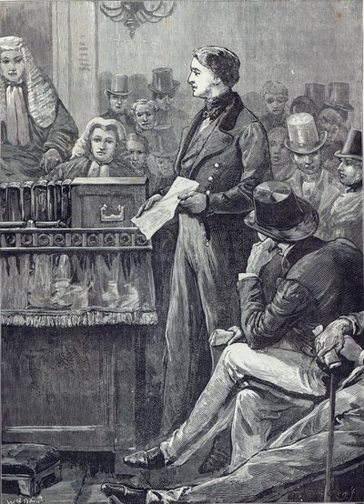 Pan Gladstone přednáší svůj dívčí projev v Dolní sněmovně od English School