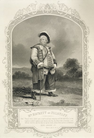 Pan Hackett jako Falstaff v Henry IV (část 1) dějství IV, scéna 3, William Shakespeare (1564-1616) od English School