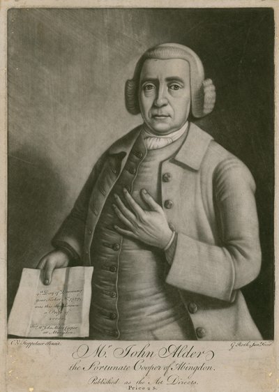 Pan John Alder, šťastný bednář z Abingdonu, vítěz loterie od English School
