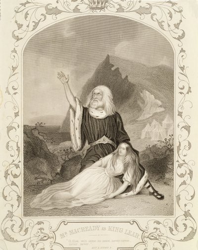Pan Macready jako král Lear, dějství V, scéna 3, ve hře Williama Shakespeara (1564-1616) od English School