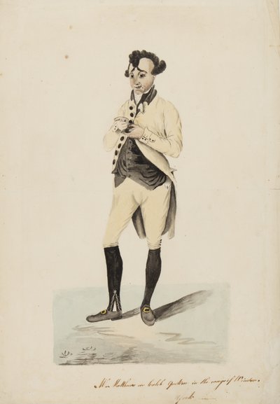 Pan Matthews jako Caleb Quotem ve Wags of Windsor, York, kolem roku 1820 od English School