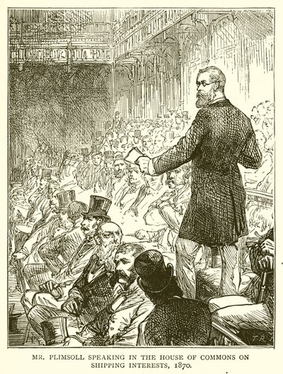 Pan Plimsoll hovořící v Dolní sněmovně o zájmech o přepravu, 1870 od English School