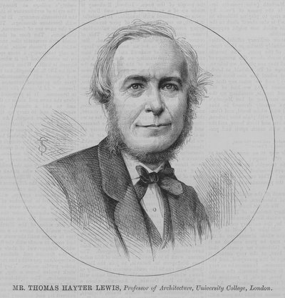 Thomas Hayter Lewis, profesor architektury, University College, Londýn (rytina) od English School