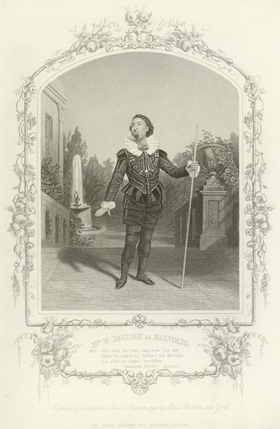 Pan W Davidge jako Malvolio, Twelfth Night, Act III, Scéna IV od English School