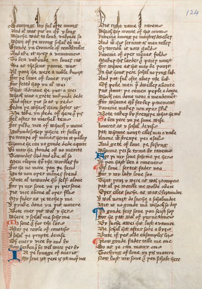 Ms326 f124r, Confessio Amantis od Johna Gowera (pero a inkoust na pergamenu) od English School