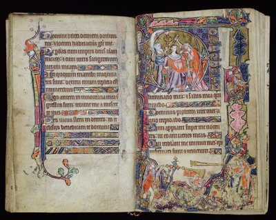 Ms 1-2005, ff.38v-39r: The Anointing of David, historická iniciála D z Macclesfieldova žaltáře, Use of Sarum, East Anglia, c.1330 od English School