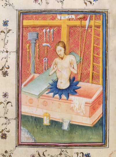 Ms 24 f.8 v. Kristus s nástroji umučení, z Knightleyho žaltáře od English School