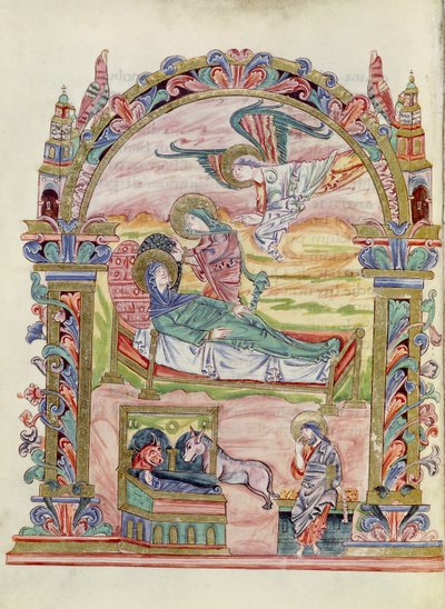 Ms 274 (Y-6) fol. 32v Narození Páně, z misálu Roberta z Jumieges, kolem roku 1016 od English School