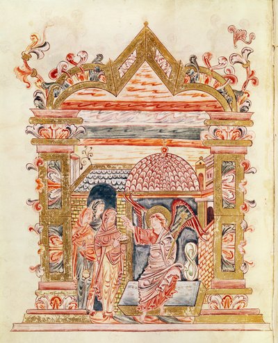 Ms 274 (Y-6) fol.72v Svaté ženy u hrobu, z misálu Roberta z Jumieges, c.1016 od English School