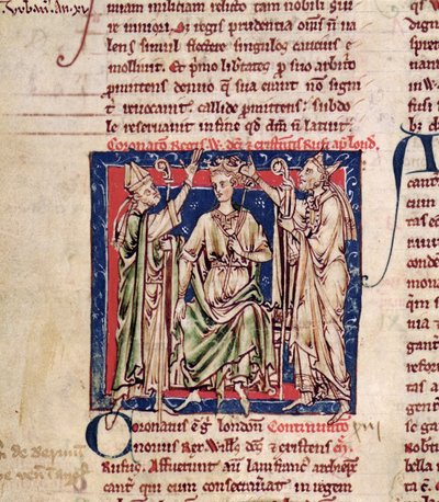 Ms 6712 (A.6.89) fol.126v Vilém II (asi 1057-1100) miniatura z Flores Historiarum, Matthew Paris, 1250-52 od English School