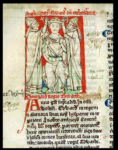 Ms 6712 (A.6.89) fol.247v Edward I (1239-1307), miniatura z Flores Historiarum, od Matthew Paris, 1250-52 od English School