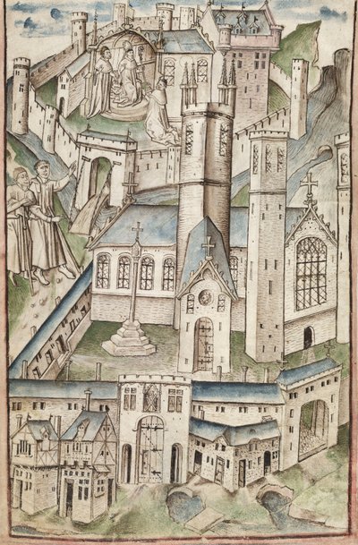 Paní Nová Coll 288, f4v. (Chaundlerův rukopis), Život Williama z Wykehamu od Thomase Chaundlera (pero, inkoust a tempera na pergamenu) od English School