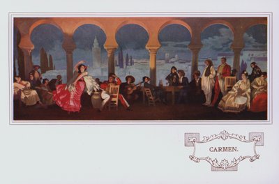 Nástěnné malby v restauraci Peter Robinson: Carmen (barevná litografie) od English School
