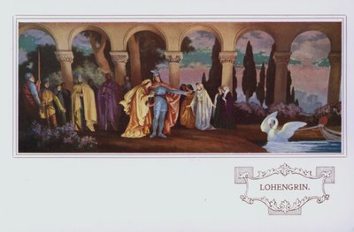 Nástěnné malby v restauraci Peter Robinson: Lohengrin (barevné lito) od English School