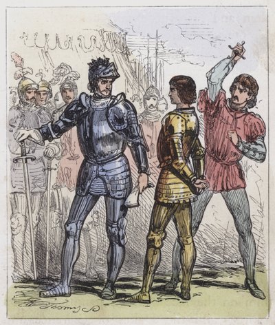 Vražda prince Edwarda v Tewkesbury (barevná rytina) od English School