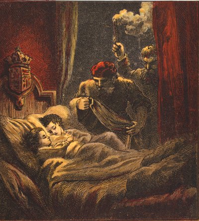Vražda Malých princů, hospoda. 1890 (barevná litografie) od English School