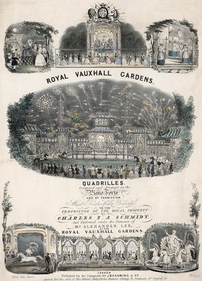 Hudební skóre pro Royal Vauxhall Gardens Quadrilles od Charlese F A Schmidta od English School