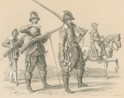 Mušketýři nebo střelci a kavalérie, asi 1650 od English School