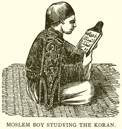 Muslimský chlapec studuje Korán od English School