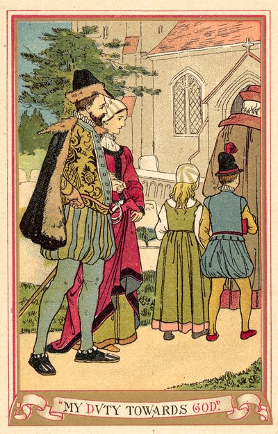 Moje povinnost vůči Bohu (barevná litografie) od English School