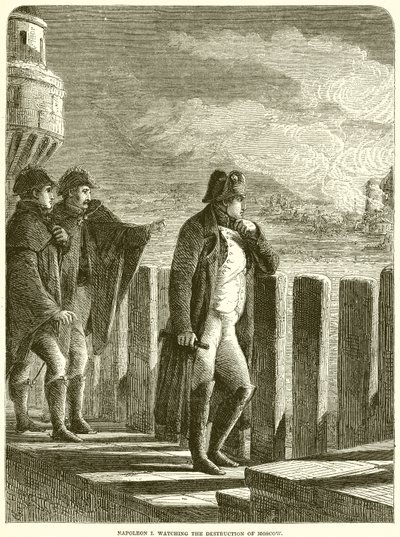 Napoleon I. sledující zničení Moskvy od English School