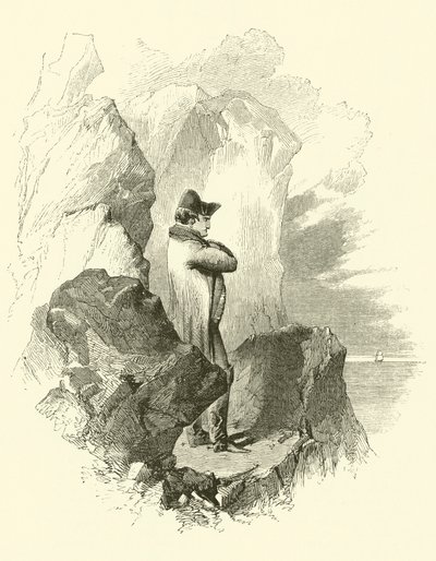 Napoleon v exilu (rytina) od English School