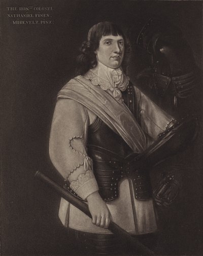 Nathaniel Fiennes, komisař velké pečeti (litografie) od English School
