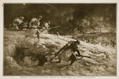Ochranné zbarvení přírody, které si horalé osvojili na zasněženém bojišti, 1914-19 od English School