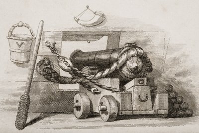 Námořní kánon, ilustrace z Anglických bitev na moři a na zemi od Lieut. plukovník Williams od English School