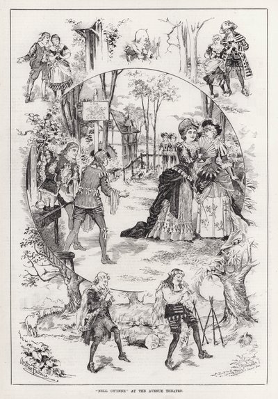 "Nell Gwynne" v divadle Avenue (rytina) od English School