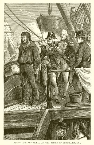 Nelson a signál v bitvě u Kodaně, 1801 od English School