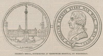 Nelsons Medal, distribuovaný v nemocnici Greenwich od English School