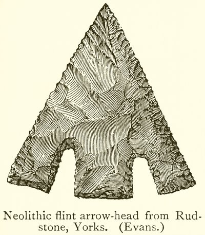 Neolitický pazourek Arrow-Head z Rudstone, Yorks. (Evans) od English School