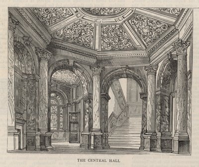 Nová budova Constitutional Club na Northumberland Avenue: The Central Hall od English School