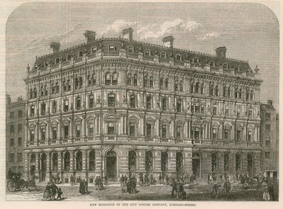 Nové budovy City Offices Company, Lombard Street, Londýn od English School