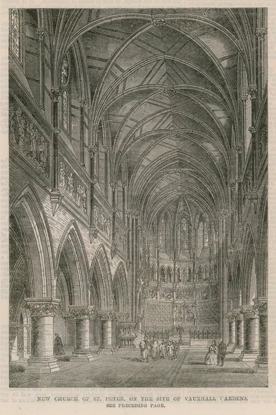 Nový kostel svatého Petra na místě Vauxhall Gardens od English School