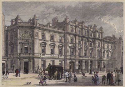 Nová budova soudu a policejní stanice, Bow Street, Londýn, c1880 (barevná rytina) od English School