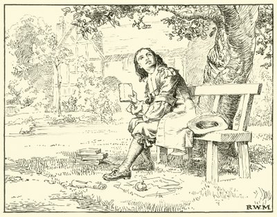 Newton a jablko (inkoust na papíře) od English School