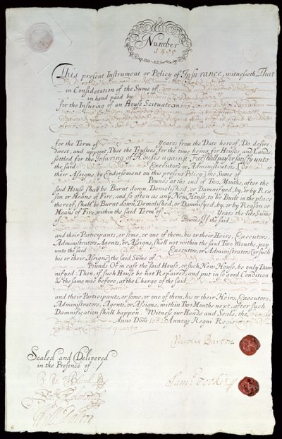 Nicolas Barbon Pojistná smlouva od English School