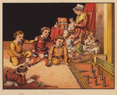 Devět špendlíků (barevná litografie) od English School