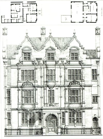 No.70 Ennismore Gardens, South Kensington, z The Building News, 23. července 1886 od English School