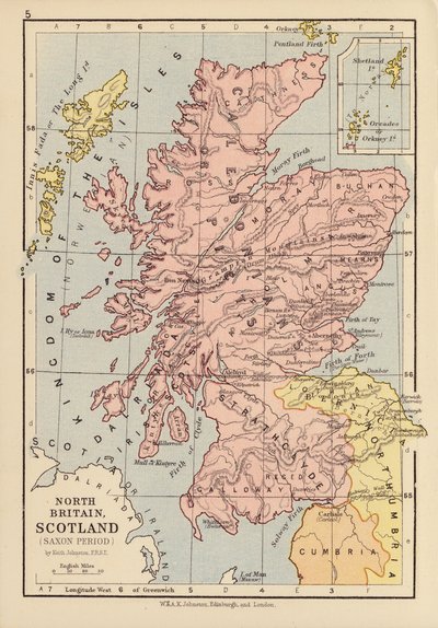 Severní Británie, Skotsko, saské období (barevná litografie) od English School