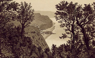 Severní Devon: Clovelly z Hobby Drive (litografie) od English School