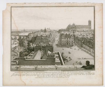 Severní pohled na město Westminster ze střechy Banqueting House, Whitehall od English School
